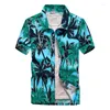 Chemises décontractées pour hommes Mentins Hawaiian Collier à manches courtes à manches courtes à manches à noix