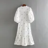 Vestuário feminino da primavera Stando por atacado Vestido midi bordado 9596