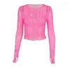 Magliette da donna a pois scavato prospettiva t-s a maniche corte