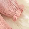 Girl Dresses Kids Linen Cotton Dress Long Sleeve Baby Girls Sweet Style Muslin Casual