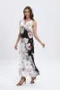 Lässige Kleider Lady Frühling Sommer langes Kleid schwarz ärmellose Blumendruck elegant für Frauen 2024 Party Strand Plus Größe