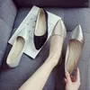 Casual Shoes 2024 Kvinna Elegant Point Toe Bling Flats Female Retro Fashion Silver Gold Mom Barefoot Big Size 31-43