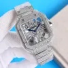 Full Diamond Hollow Out Watch for Mens Quartz Watches 39,8 mm ze stalową bransoletką z diamentem