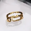 20Style Ring for Woman Luxury Designer Ring Dubbel bokstav Justerbara ringar Bröllop Present Retro Classic Hollow Ring Högkvalitativ designer smycken