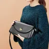 Tas dames schouder kleine klep echt leer all-match zwarte mode eenvoudige envelop crossbody tassen