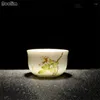 Koppar tefat noolim keramiska master te vit porslin handmålade lotus kinesiska hushåll tekoppar kontor dricksvaror