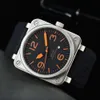 Bell et Ross 2023 Mens Br Model Sport Strap Rubber Rubber Automatic Mécanique Bell Luxury Multifonction montre Business en acier inoxydable Man Ross Square Men Men de bracelet H