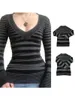 T-shirts pour femmes y2k dentelle garniture arc tricoté preppy rétro haut à manches complètes coulées carrés est une esthétique vintage