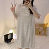 Womens Sleepwear Sweet Baby Collar Nightdress Summer Short Sleeved Pajamas Female Lace Can Be Worn Outside Home Clothes