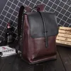 Backpack Men's Business Office School Bookbag Large Vintage Backbag Mannelijke riem Solid Computer Laptop Bag Pack PU Leather Brown