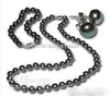 Black Pearl Silver Bracelet oorbellen ketting set cadeau parel sieraden sets8673847