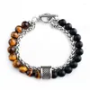 Bracelets de liaison 2024 Bracelet en pierre de pierre de tigre pour hommes