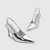 Dress Shoes Silver Wedding Rhinestone Toe Hoge Heel Spring Summer Baotou Stiletto Chain Sexy All-In-One Sandals