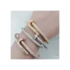 High Quality Luxury Bangles Unique Rose Gold Diamond Bracelet Ring Jewelry Set Female Bangle Screw Nail Zircon