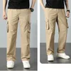 Men's Pants Mens Military Cargo Cotton Men Pocket Loose Straight Casual 2024 Spring Male Plus Size Jogger Sports Work Trousers