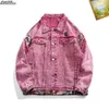 Denim Jacket Men Designers Clothes Stylish Pink Denims Mens Collar Jeans Fashion