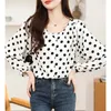 Blusas femininas 2024 Chiffon Summer Blouse casual moda temperamento avançado simplicidade tops de bolinhas de manga de morcego