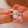 Klusterringar Knobspin 1/2/3ct D Color Oval Cut Moissanite Ring S925 Sterling Sliver Plated 18K White Gold Wedding Engagement for Women