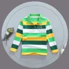 Polo Shirt Kids Clothes Tops Color Stripes Turn-down Collar Autumn Long Sleeve Polos Baby Boy Camisetas Boys Shirts Teen 3T-15T 240418