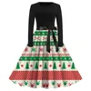 Casual jurken 2024 Christmas Vintage Goth Party Dames Draai Holiday Costumes Retro lange mouwen Crew Neck Big Swing Vestidos