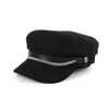 F9PB Berets Utumn Winter Chain Черные военные береты для женщин Женщины Кэпка Армия Шляпа Salior Girl Travel Berets Ladies Painters Cap D24418