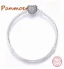 Luxe auteur 100% 925 Sterling Silver Hearts vorm goud kleurge ketting charme kralen passen pandoras armband voor dames4847326