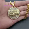 14k Yellow Gold Last Supper Pendant Golden Color Iced Out Bling Zircon Round Necklace for Men Father Day Gift Hip Hop Jewelry