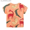 T-shirt Metri saltanti 2-7t Summer Boys T-shirt Animal T-shirt Stampato Maglietta per bambini a maniche corte Top abbigliamento per bambini Q240418