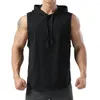 Herrtankstoppar män väst skjorta ärmlös solid topp bekväm gym hooded hoodie muskel polyester regelbunden undertröja