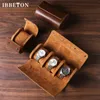 Ibbeton 3-Slot Watch Roll Case Case Portable Vintage Leather Watch Display Case Watch Box Организаторы Men Gift 240418