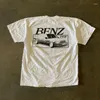 メンズTシャツアメリカンソリッドカラースポーツカープリントシリーズTシャツメンY2Kレトロハラジュクルーズカジュアルと女性特大のトップス