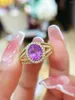 Clusterringen Purple Color Fancy Sapphire Ring 18K Geel goud met diamant echte edelsteen sieraden luxe fijne vrouwen dgl certificaat