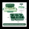 Bento Boxes Lunch Box 1600ml 5 Compartment Bento Box Adult con bacchette spoon riutilizzabili incorporate Viaggi (verde) L49