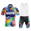 Block Mapei Retro Cycling Jersey Set Classical Bicycle Suit Bike Summer Summer Men Bib Shorts Vêtements Por Team Mens Bike 240419