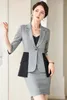 Women's Two Piece Pants NAVIU Black Gray Patchwork 2 Set Women Suits Coat Wedding Tuxedos Jacket Clothing Lady Party Formal Blazer Trousers