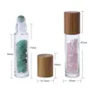 Bouteilles de rangement 10 ml Rouleau en verre d'huile essentielle sur la bouteille de parfum avec Nature Crached Quartz en pierre Rouleau à rouleau BAMBO BAMBO LX4011