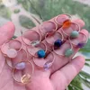 Anneaux de mariage Real Natural Crystal Stone pour les femmes Golden Nuggets Nuggets Quartz Citrines Lapis Pink Purple Ring Bands