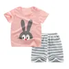 Souet short à manches courtes de nouveaux enfants, Pure Cotton Trade Foreign Children's Clothing, Cross-Border Girl's T-shirt Set, One Piece for Shipping