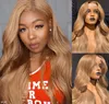 Honey Blonde Lace Front Human Hair Wigs Pre Plucked 27 Colored Wavy Brazilian Remy Hair 13x4 Lace Wig 150 Bleached Knots9466174