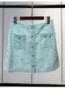 Vrouwen elegante holle blouse rokken set single -breasted short shirt top en hoge taille mini rok pakken met knop 240417
