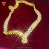 Jóias de hip-hop Cadeia masculina 925 Sterling Silver Pass Teste de diamante Gold Missanite Diamond Diamond 12mm Colar Chain Chain
