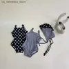 One-Pieces MILANCEL 2024 New Baby One Piece Swimsuit with Hat Toddler Girl Dotted Pendant Bathroom Set Summer Beach Clothing Q240418