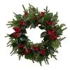 Decoratieve bloemen Kerstmiskrans voordeur Home Decor Hangen met rode bessen Groene bladeren voor wandjaar tuin veranda raam