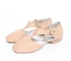 Chaussures de danse T-STRAP GOLINE Cuir Stretch Jazz For Women Teachers's Sandals Beach Exercice Practice in Door