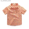 T-Shirts Yeni Bebek Erkek ve Kızlar Pamuk Gömlek Düz Rahat Çocuk Gömlek Kısa Kollu Çocuk Yaz Giyim Q240418