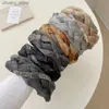 Hoofdbanden regenboog gevlochten parelboorstrook brede rand hoofdband mode haaraccessoires vrouwen trend twist haardband meisje haarband y240417