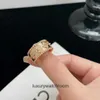 High -end sieradenringen voor Vancleff damesmode en prachtige V goud dik vergulde 18k klader caleidoscoop bloem bloemblaadring ring origineel 1: 1 met echt logo en doos