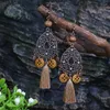 Kolczyki Dangle Bohemian Ethnic Wood BEAD TASSEL For Women Retro Kreatywne unikalne geometryczne kolczyki Pendientes Mujer Jewelry Gift