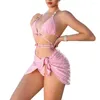 Damenbadebekleidung mit hoher taillierter Bikini-Set stilvoll mit Schnür-up-Tanga-Criss sexy Strandbekleidung für weiblichen Badeanzug