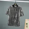 T-shirts masculins Sequins d'étape Shirt haut de gamme pour hommes à demi-manches glands hip hop telle d'été surdimension surdimension